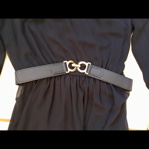 NWOT Dress Navy Blue Lattice Back  belted AGB - Picture 5 of 6